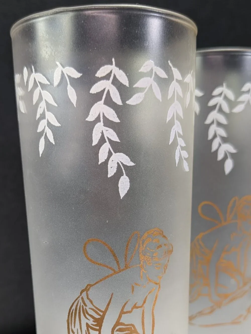Vintage Libbey White Rock Psyche Fairy Glasses Set 6 Fairycore 50s